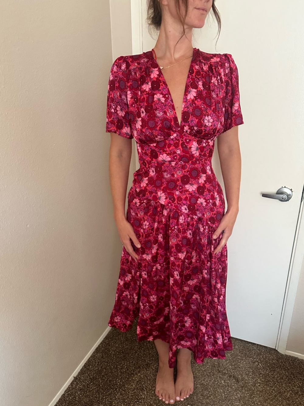 Topshop Fuchsia Floral Dress